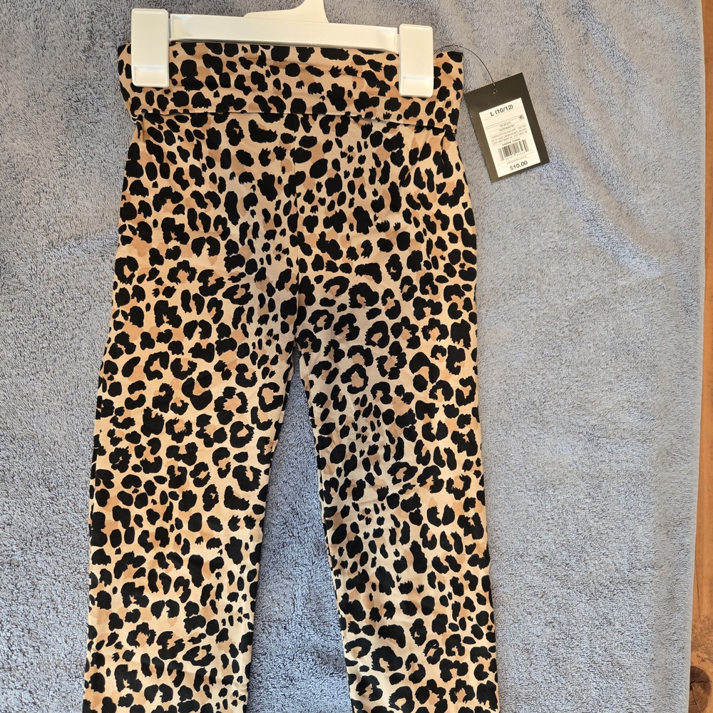 art class Tan and Black Leopard Print Kids Leggings